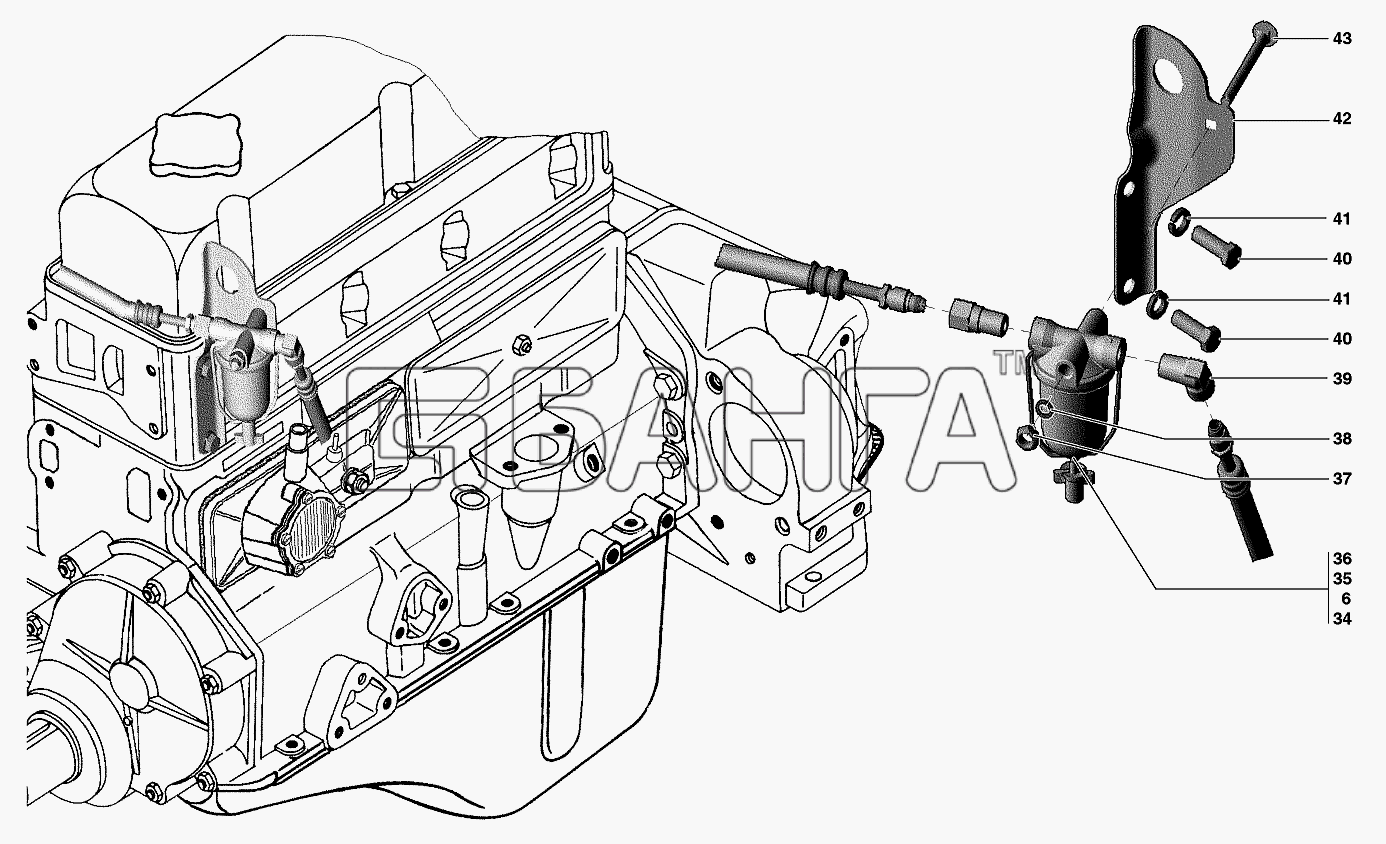 УАЗ УАЗ-31519 Схема Фильтр тонкой очистки топлива-49 banga.ua